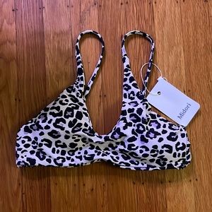 Midori Black and white cheetah print bikini top